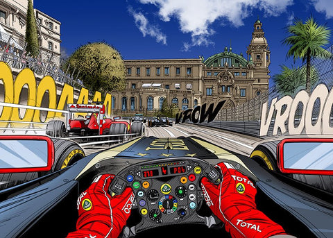 Puzzle Monaco F1 - Onboard Romain Grosjean - Lotus - Guillaume Lopez - Illustrateur automobile et sports mécaniques
