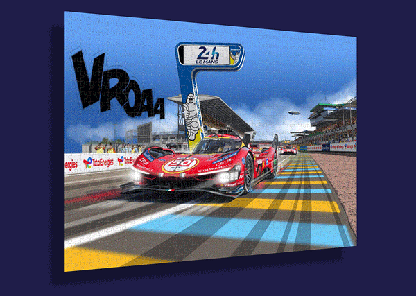 Puzzle Dessin Ferrari 499P Hypercar Le Mans 2026 Totem Michelin Jour