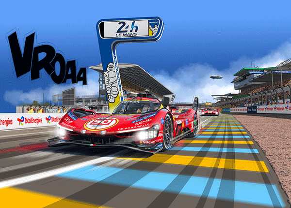 Puzzle Dessin Ferrari 499P Hypercar Le Mans 2026 Totem Michelin Jour