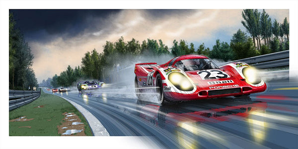 Dessin PORSCHE 917 N°23 Le Mans 70 "Jour" - Guillaume Lopez - Illustrateur automobile et sports mécaniques