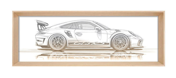 Dessin PORSCHE 991 GT3 RS - Profil Crayon - Guillaume Lopez - Illustrateur automobile et sports mécaniques