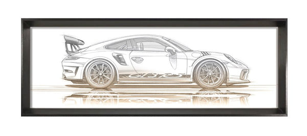 Dessin PORSCHE 991 GT3 RS - Profil Crayon - Guillaume Lopez - Illustrateur automobile et sports mécaniques
