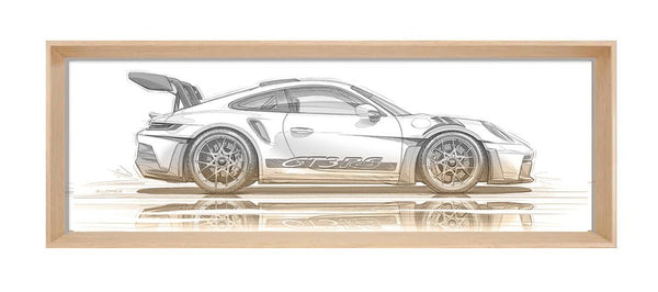 Dessin PORSCHE 992 GT3 RS - Profil Crayon - Guillaume Lopez - Illustrateur automobile et sports mécaniques