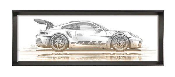 Dessin PORSCHE 992 GT3 RS - Profil Crayon - Guillaume Lopez - Illustrateur automobile et sports mécaniques