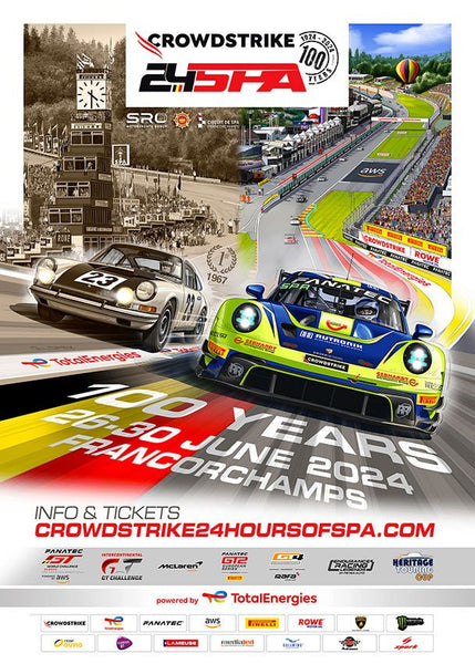 Puzzle Affiche PORSCHE 24 HEURES DE SPA 2024 - Guillaume Lopez - Illustrateur automobile et sports mécaniques
