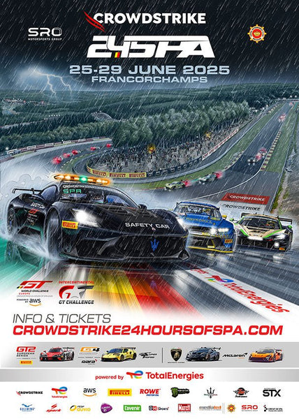 Puzzle Affiche SAFETY CAR MASERATI - FORD - McLAREN 24 HEURES DE SPA 2025 Bruxelles Pluie - Guillaume Lopez - Illustrateur automobile et sports mécaniques