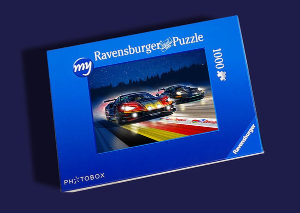 Puzzle FERRARI - PORSCHE 24 HEURES DE SPA 2025 Nuit - Guillaume Lopez - Illustrateur automobile et sports mécaniques