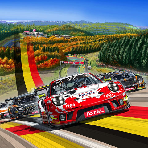 Official painting 24 HEURES DE SPA 2020 Francorchamps - Affiche officielle "JOUR" - Guillaume Lopez