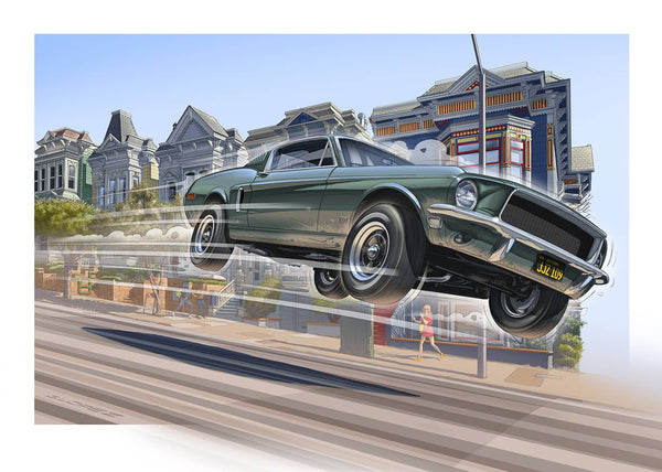 Peinture FORD Mustang Steve McQueen BULLITT saut rue San Francisco