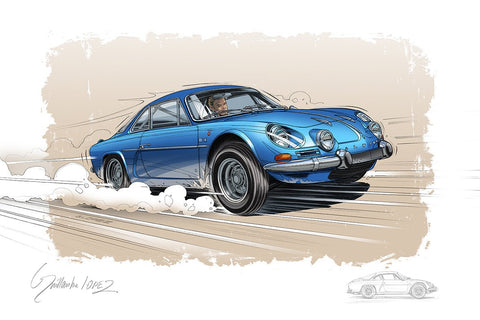 ALPINE A110 + Crayonné - Guillaume Lopez - Illustrateur automobile et sports mécaniques