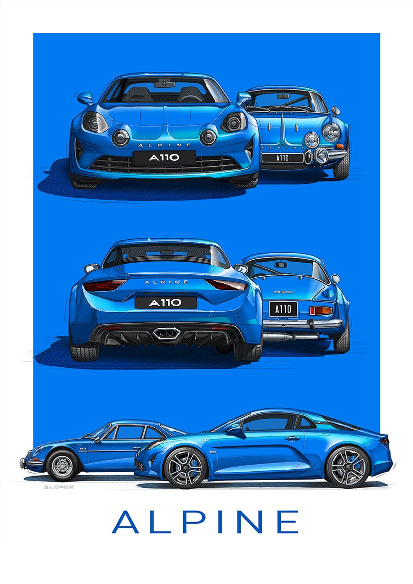 Poster ALPINE A110 Old & New - Peinture Guillaume Lopez 