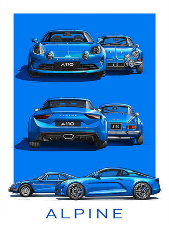 ALPINE A110 Old & New - Guillaume Lopez - Illustrateur automobile et sports mécaniques