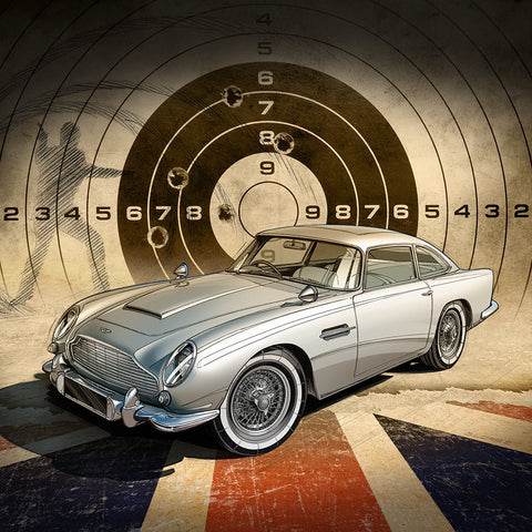 ASTON MARTIN DB5 James Bond Cible - Guillaume Lopez - Illustrateur automobile et sports mécaniques