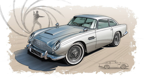 Painting ASTON MARTIN DB5 James BOND - Automotive Art Pinter Guillaume Lopez 