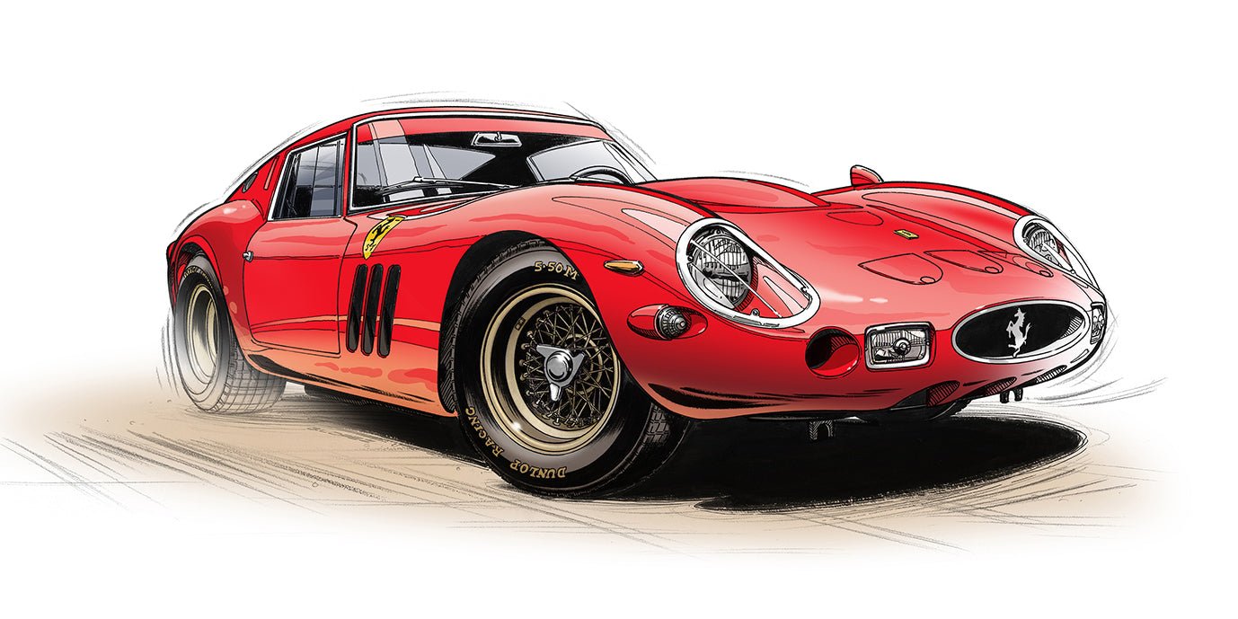 Peinture voiture FERRARI 250 GTO rouge de trois quart avant - Guillaume Lopez 