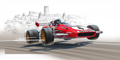 FERRARI 312 B2 Jacky Ickx Jump Nürburgring - Guillaume Lopez - Illustrateur automobile et sports mécaniques