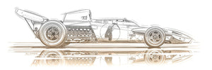 FERRARI 312 B2 Profil Crayon Jacky Ickx - Guillaume Lopez - Illustrateur automobile et sports mécaniques