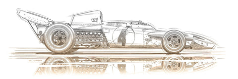 FERRARI 312 B2 Profil Crayon Jacky Ickx - Guillaume Lopez - Illustrateur automobile et sports mécaniques