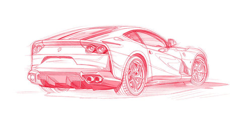 FERRARI 812 Superfast Crayon Rouge - Guillaume Lopez - Illustrateur automobile et sports mécaniques