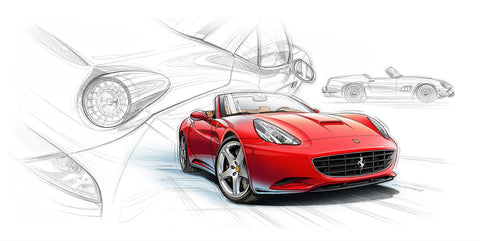 FERRARI California - Guillaume Lopez - Illustrateur automobile et sports mécaniques