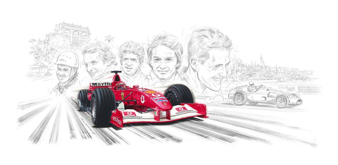 PAINTING FERRARI FORMULA ONE Monaco's Winners - Vainqueur F1 Monaco - Guillaume Lopez 