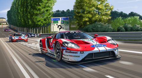 FORD GT Hunaudières Le Mans 2019 - Guillaume Lopez - Illustrateur automobile et sports mécaniques