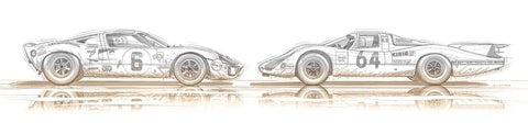 FORD GT40 Ickx - PORSCHE 908 Profils Crayon - Guillaume Lopez - Illustrateur automobile et sports mécaniques