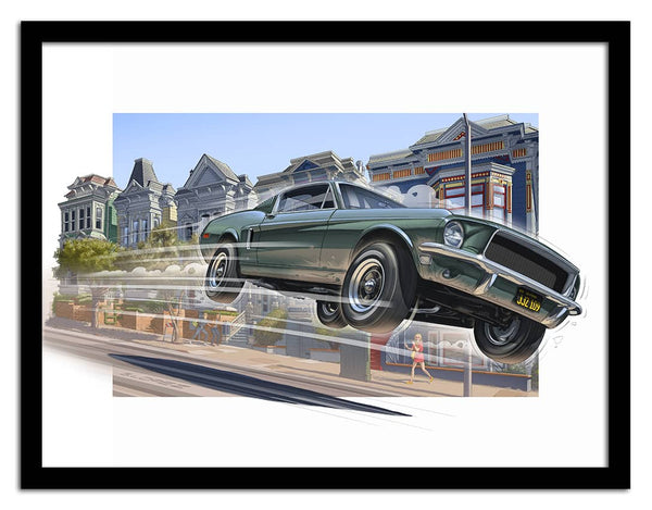 FORD Mustang "Bullitt" San Francisco - Guillaume Lopez - Illustrateur automobile et sports mécaniques