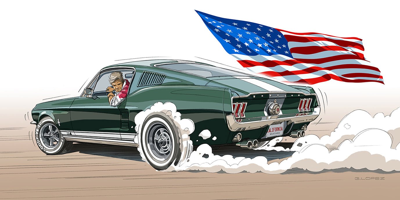 Peinture FORD Mustang Burn Drapeau USA - Guillaume Lopez 