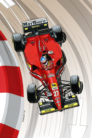 Peinture Jean ALESI FERRARI F1 Monaco - Guillaume Lopez 