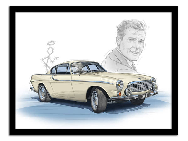 Peinture Série TV LE SAINT - Volvo p1800 Roger Moore