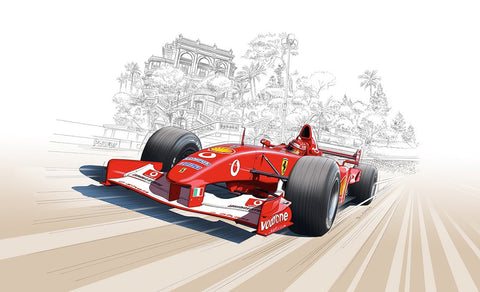 Michael SCHUMACHER FERRARI F1 Monaco - Guillaume Lopez - Illustrateur automobile et sports mécaniques