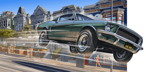 MUSTANG Bullitt San Francisco Jump - Guillaume Lopez - Illustrateur automobile et sports mécaniques