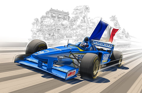 Olivier PANIS Ligier F1 Winner Monaco 1996 - Guillaume Lopez - Illustrateur automobile et sports mécaniques