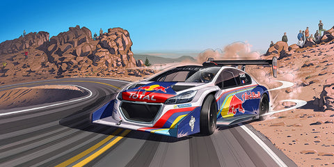 PEUGEOT 208 T16 Pikes Peak Sébastien Loeb - Guillaume Lopez - Illustrateur automobile et sports mécaniques