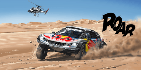 PEUGEOT DKR Loeb - Elena - Guillaume Lopez - Illustrateur automobile et sports mécaniques