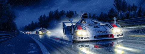 PORSCHE 936 Le Mans 77 « NUIT PLUIE » Jacky Ickx - Guillaume Lopez - Illustrateur automobile et sports mécaniques