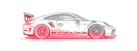PORSCHE 991 GT3 RS Profil Crayon - Guillaume Lopez - Illustrateur automobile et sports mécaniques