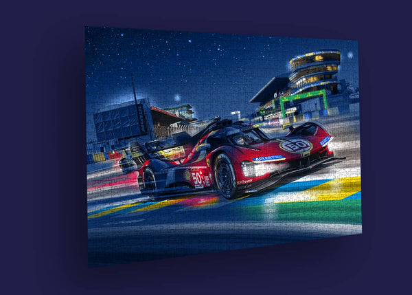 Photo puzzle avec Peinture Hypercar Ferrari 499P - 24h du Mans - illustration de nuit