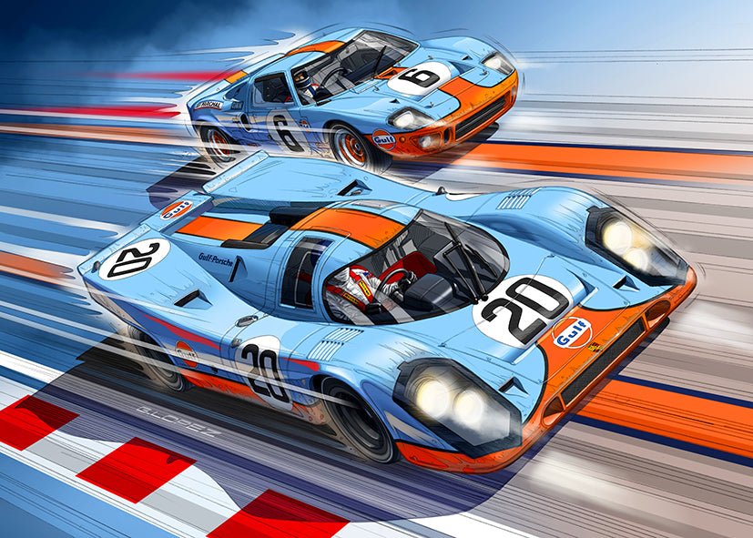 Peinture Porsche 917 - Ford GT40 GULF - Puzzle Guillaume Lopez 