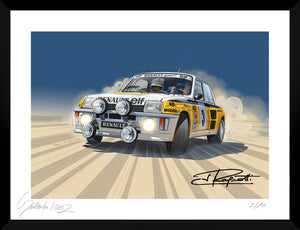 Peinture RENAULT 5 Turbo signée par Jean RAGNOTTI - Guillaume Lopez - Illustrateur automobile et sports mécaniques