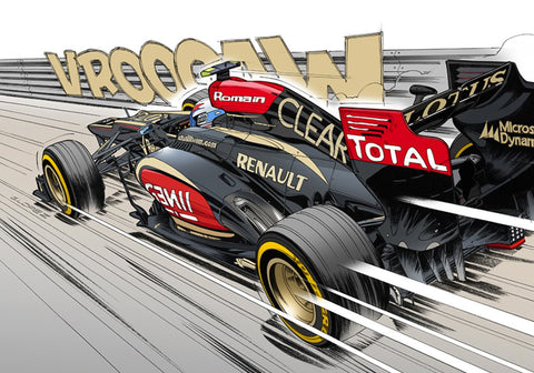Romain GROSJEAN Lotus F1 2013 - Guillaume Lopez - Illustrateur automobile et sports mécaniques