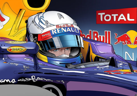 Sebastien Vettel RED BULL F1 2013 - Guillaume Lopez - Illustrateur automobile et sports mécaniques
